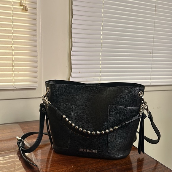 Steve Madden black leather hand bag - Picture 2 of 5